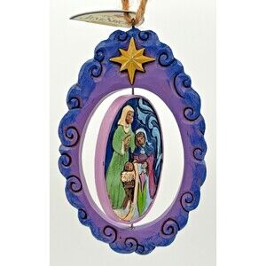 Jim Shore Heartwood‎ Creek Rotating Holy Family North Christmas Ornament 2016